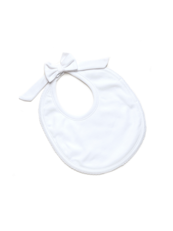 Classic Bow Snap Pima Baby Bib - White