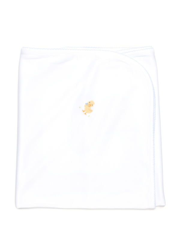 Boy Duck Pima Baby Blanket | White