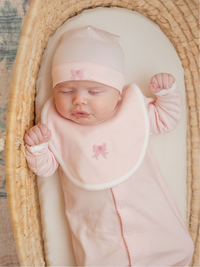 Classic Bow Pima Baby Bib | Lt Pink