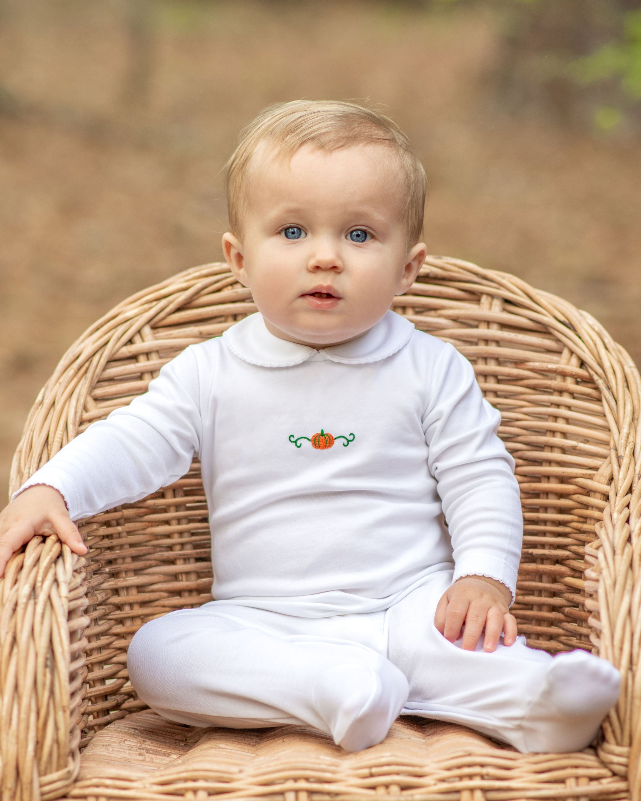 Classic Pumpkin Collared Pima Footie | White