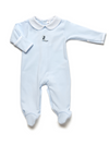 Cowboy Boot Collared Pima Footie | Lt Blue