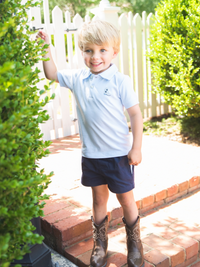 Cowboy Boot Pima Polo | Lt Blue Mini Stripe