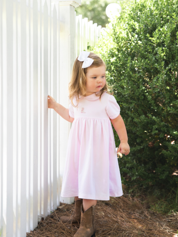 Cowgirl Boot Classic Pima Dress | Lt Pink Mini Stripe