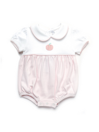 French Knot Pumpkin Pima Bubble | White/Lt Pink Stripe