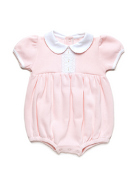 Olivia Hand Smocked Special Knit Bubble | Lt Pink/White