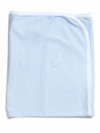 Pima Cotton Picot Trim Baby Blanket - Lt Blue Mini Stripe