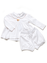 Pink Feather Turkey Pima Bloomer Set | Lt Pink Bitty Dot