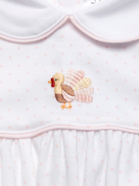 Pink Feather Turkey Pima Bubble | Lt Pink Bitty Dot