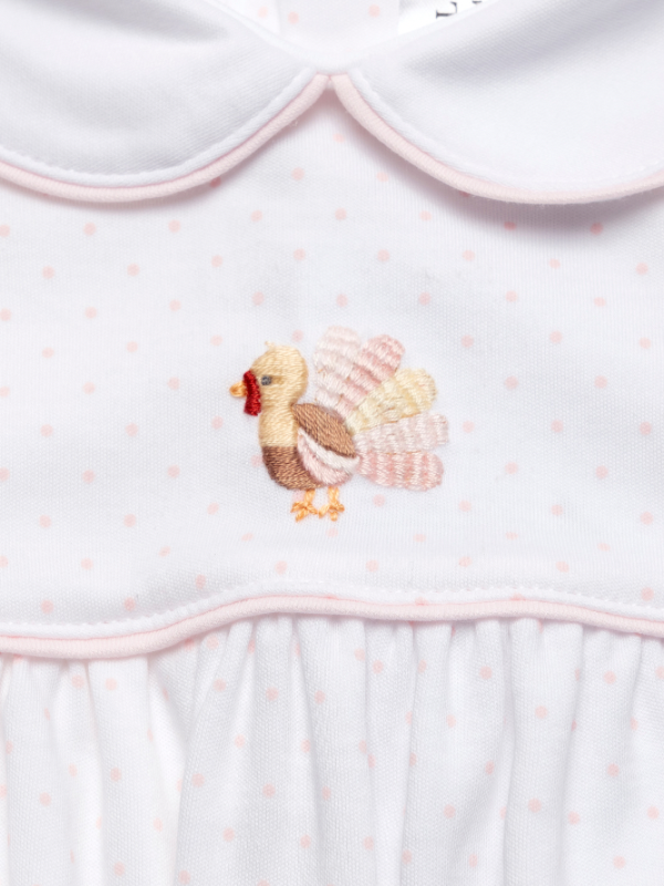 Pink Feather Turkey Pima Bubble | Lt Pink Bitty Dot