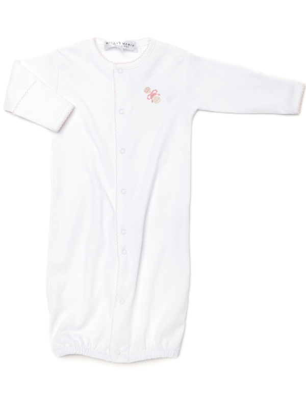 Pink Heirloom Rattle Pima Converter Gown | White