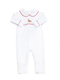 Holiday Reindeer Pima Playsuit | White