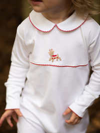 Holiday Reindeer Pima Playsuit | White