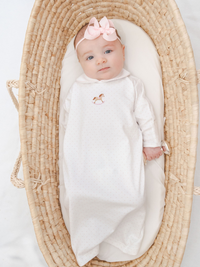 Rocking Horse Pima Day Gown | Lt Pink Bitty Dot
