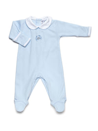 Coastal Blue Crab Collared Pima Footie | Lt Blue