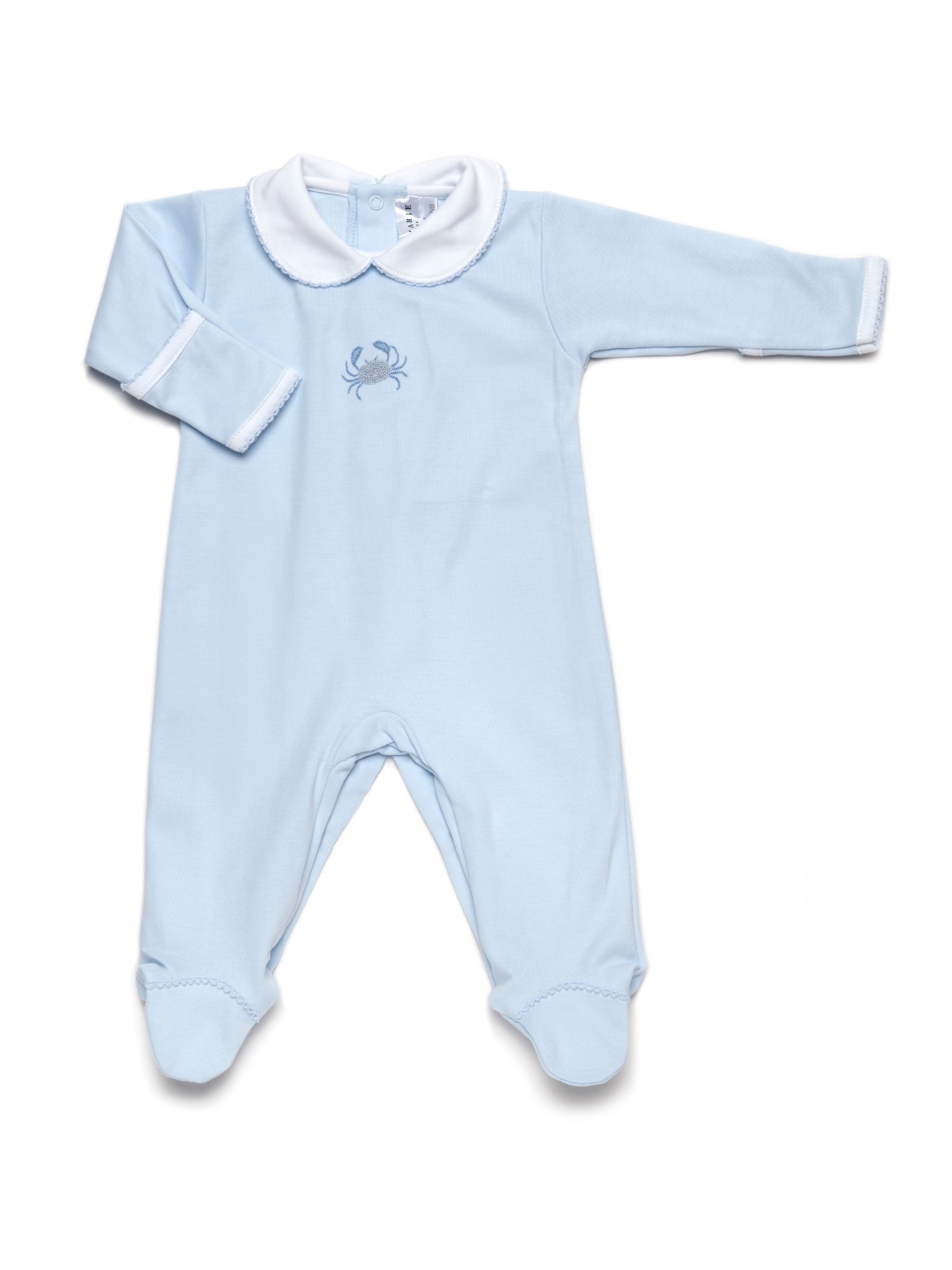 Coastal Blue Crab Collared Pima Footie | Lt Blue