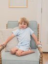 Short Sleeve Pima Baby Short Set | Lt Blue Mini Stripe