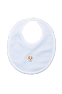Spotted Boy Puppy Pima Bib | Lt Blue