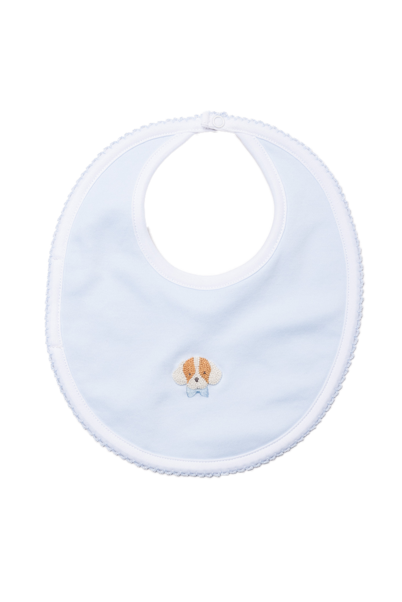Spotted Boy Puppy Pima Bib | Lt Blue