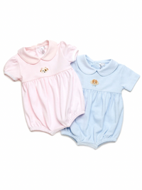 Spotted Boy Puppy Pima Bubble | Lt Blue Mini Stripe