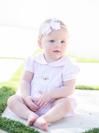 Spotted Girl Puppy Pima Bubble | Lt Pink Mini Stripe