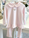 Spotted Puppy Pima Tunic Set | Lt Pink Mini Stripe/Lt Pink