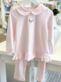 Spotted Puppy Pima Tunic Set | Lt Pink Mini Stripe/Lt Pink