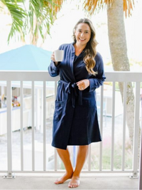 Women's Pima Cotton Lounge Robe | Navy