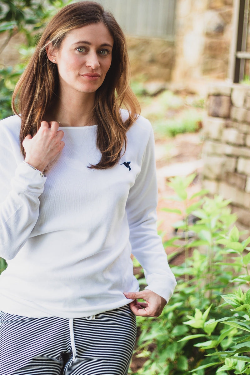 Women's Pima Knit Lounge Sweater | White