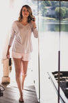 Women's Pima Relaxed Fit Lounge Shorts | Lt Pink