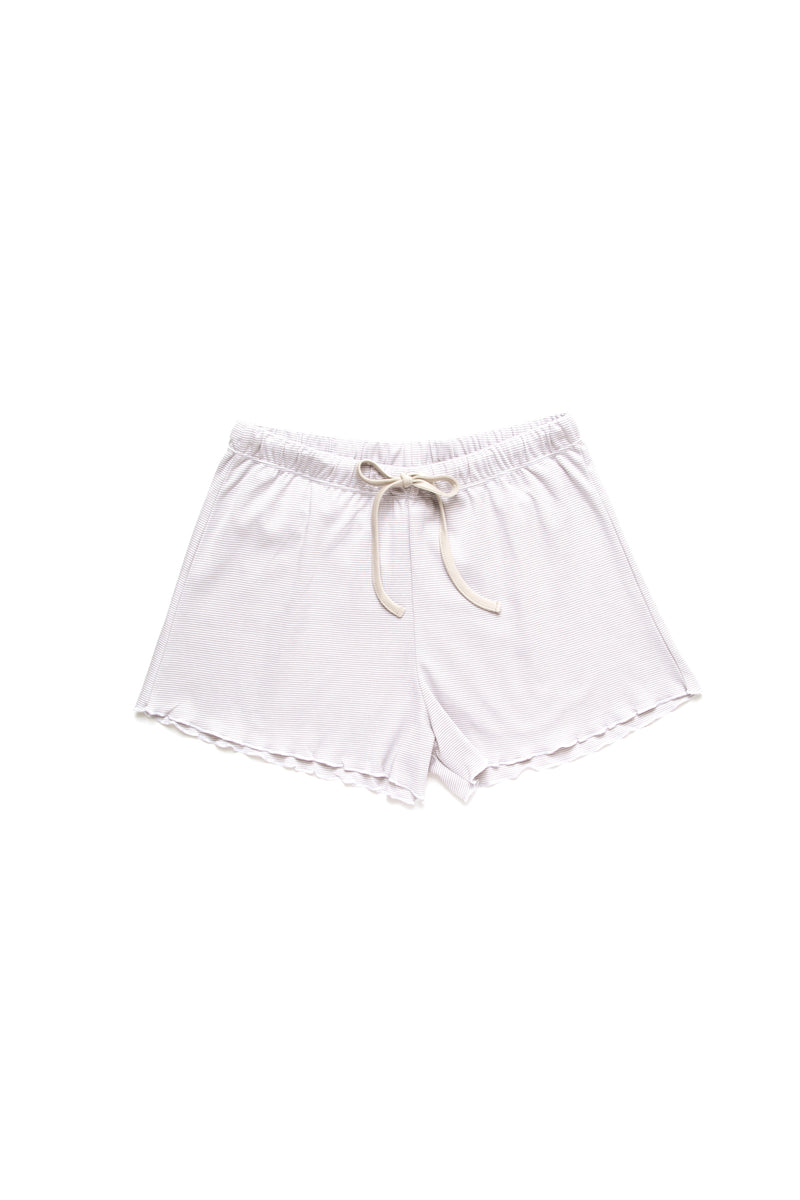 Women's Pima Relaxed Fit Lounge Shorts | Stone Mini Stripe