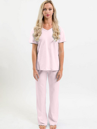 Women's Pima V-Neck Pajama Pant Set | Lt Pink