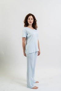 Women's Pima V-Neck Pajama Pant Set | Lt Blue