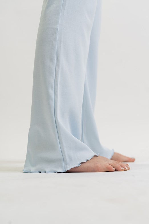 Women's Pima V-Neck Pajama Pant Set | Lt Blue