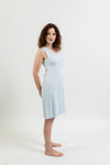 Women's Pima Sleeveless Nightgown | Lt Blue Mini Stripe