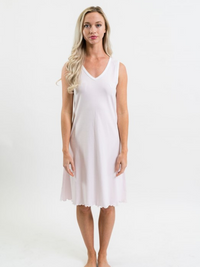 Women's Pima Sleeveless Nightgown | Lt Pink Mini Stripe