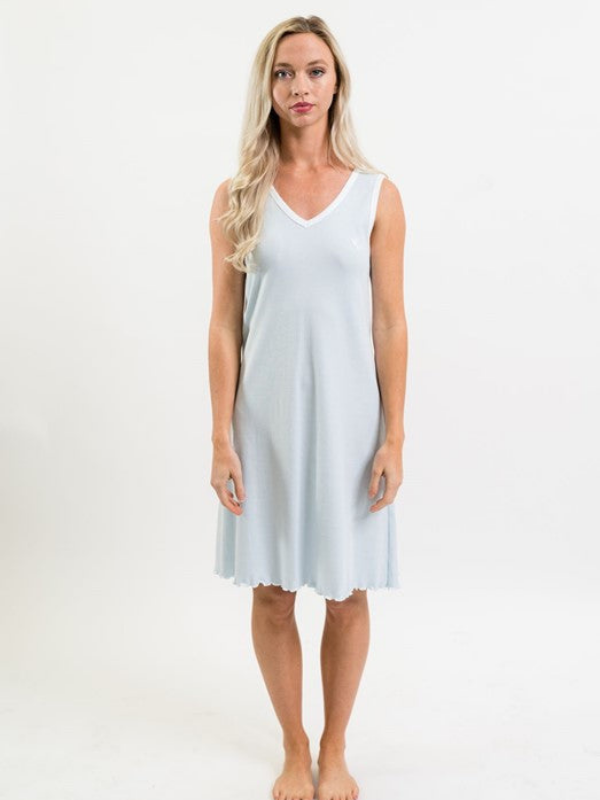 Ms. Terri Pima Cotton Sleeveless Nightgown | Blue