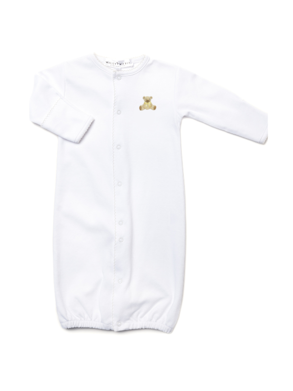 Yellow Teddy Bear Pima Converter Gown | White