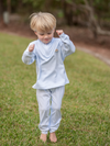Spotted Puppy Half Zip Pullover Set | Lt Blue Mini Stripe/Lt Blue