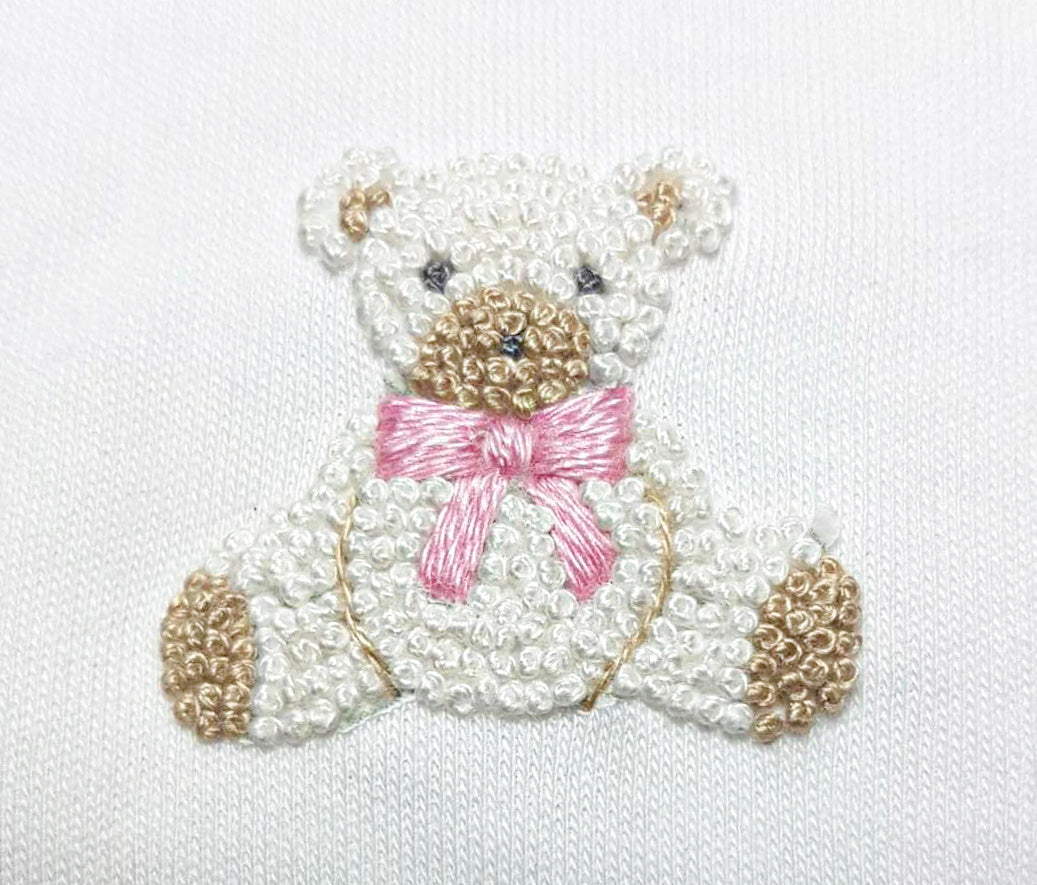 Pink Teddy Bear Pima Converter Gown | White/Lt Pink