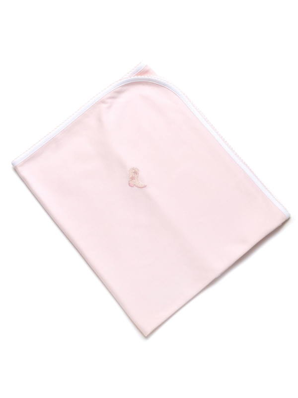 Cowgirl Boot Pima Baby Blanket | Lt Pink