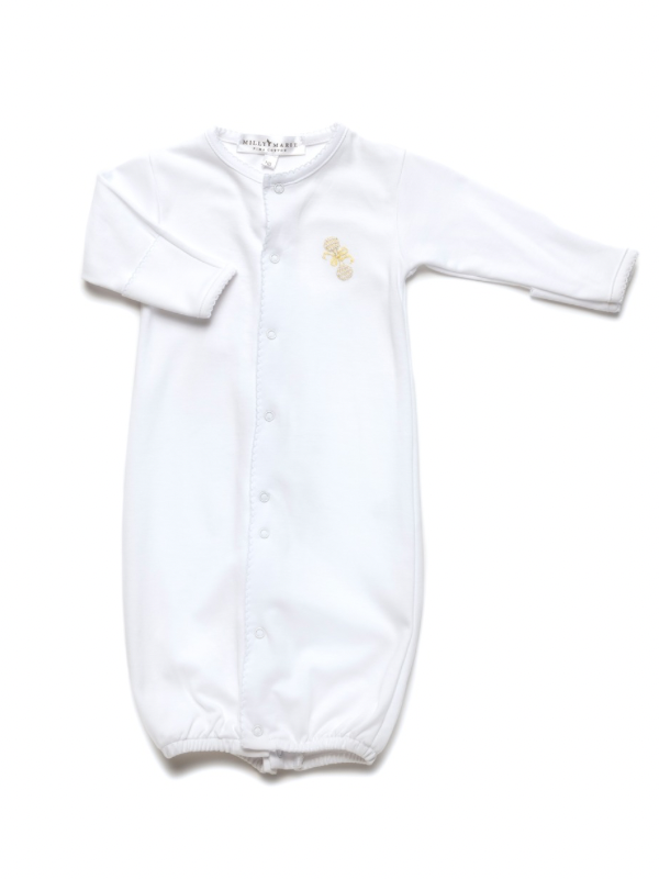 Unisex Baby Ivory Heirloom Rattle Converter Gown