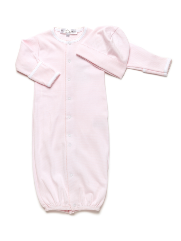 Girl's Classic Pima Converter Gown, Pink Mini Stripe