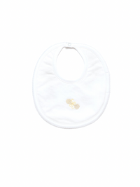 Ivory Heirloom Rattle Pima Baby Bib | White