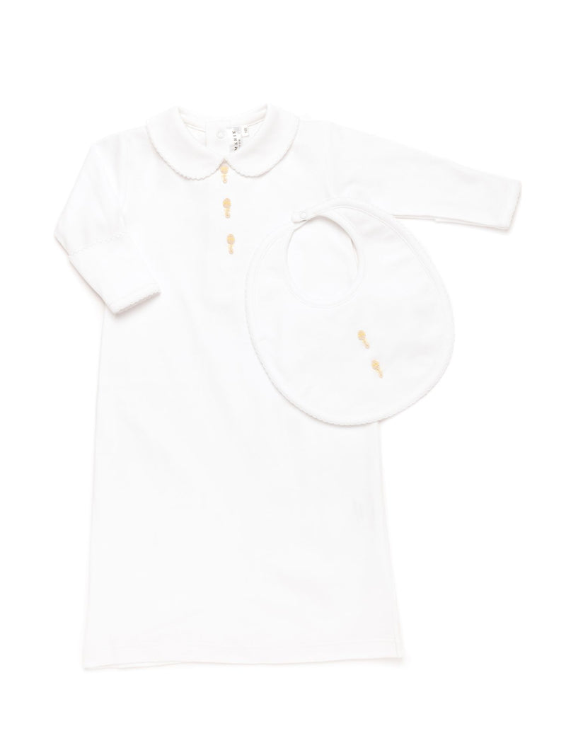 Baby Rattles Pima Day Gown | White