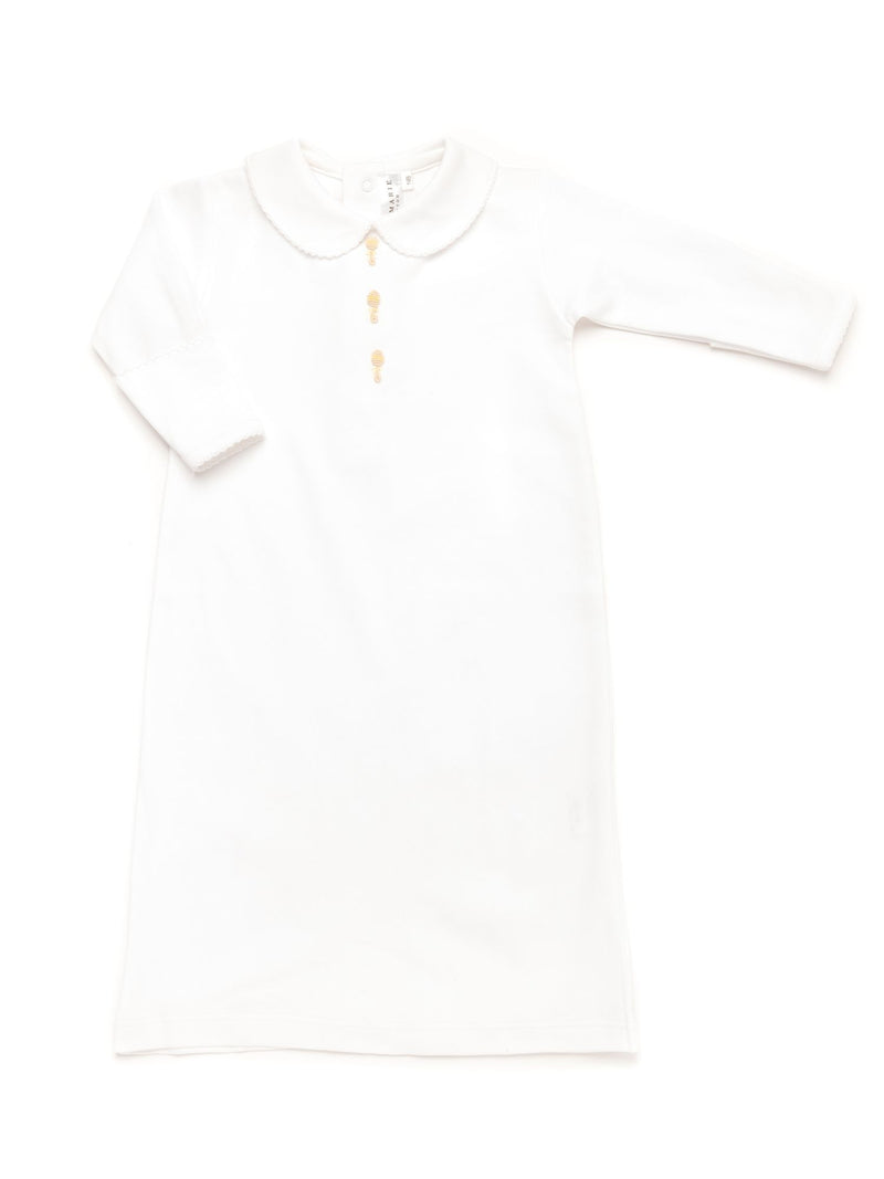 Baby Rattles Pima Day Gown | White