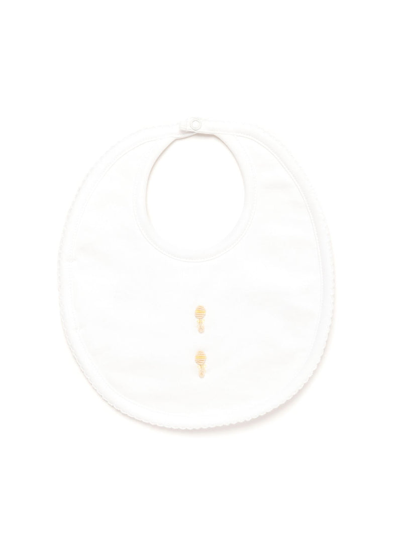 Baby Rattles Pima Baby Bib | White