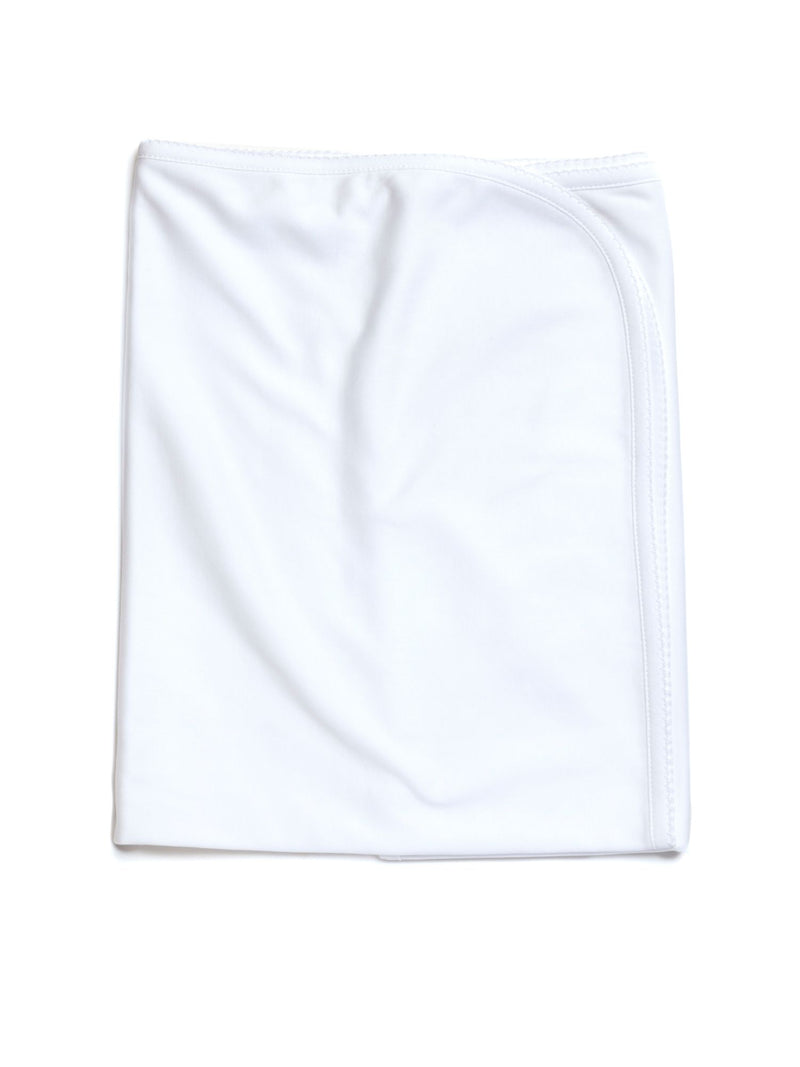 Pima Cotton Picot Trim Baby Blanket | White