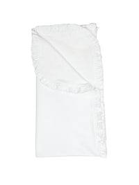 Pima Cotton Ruffle Trim Baby Blanket | White