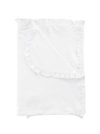 Pima Cotton Ruffle Trim Baby Blanket | White