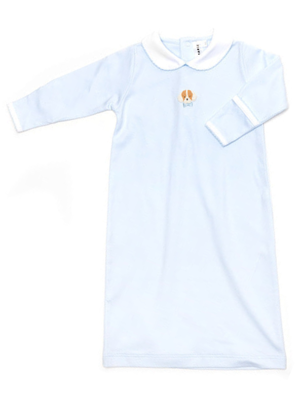 Spotted Boy Puppy Long Day Gown | Lt Blue